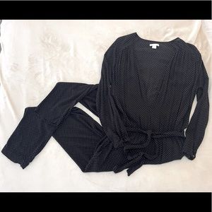 H&M Navy Polka Dot Jumpsuit - 10